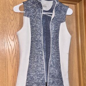 Blue and White Zip-Up Vest